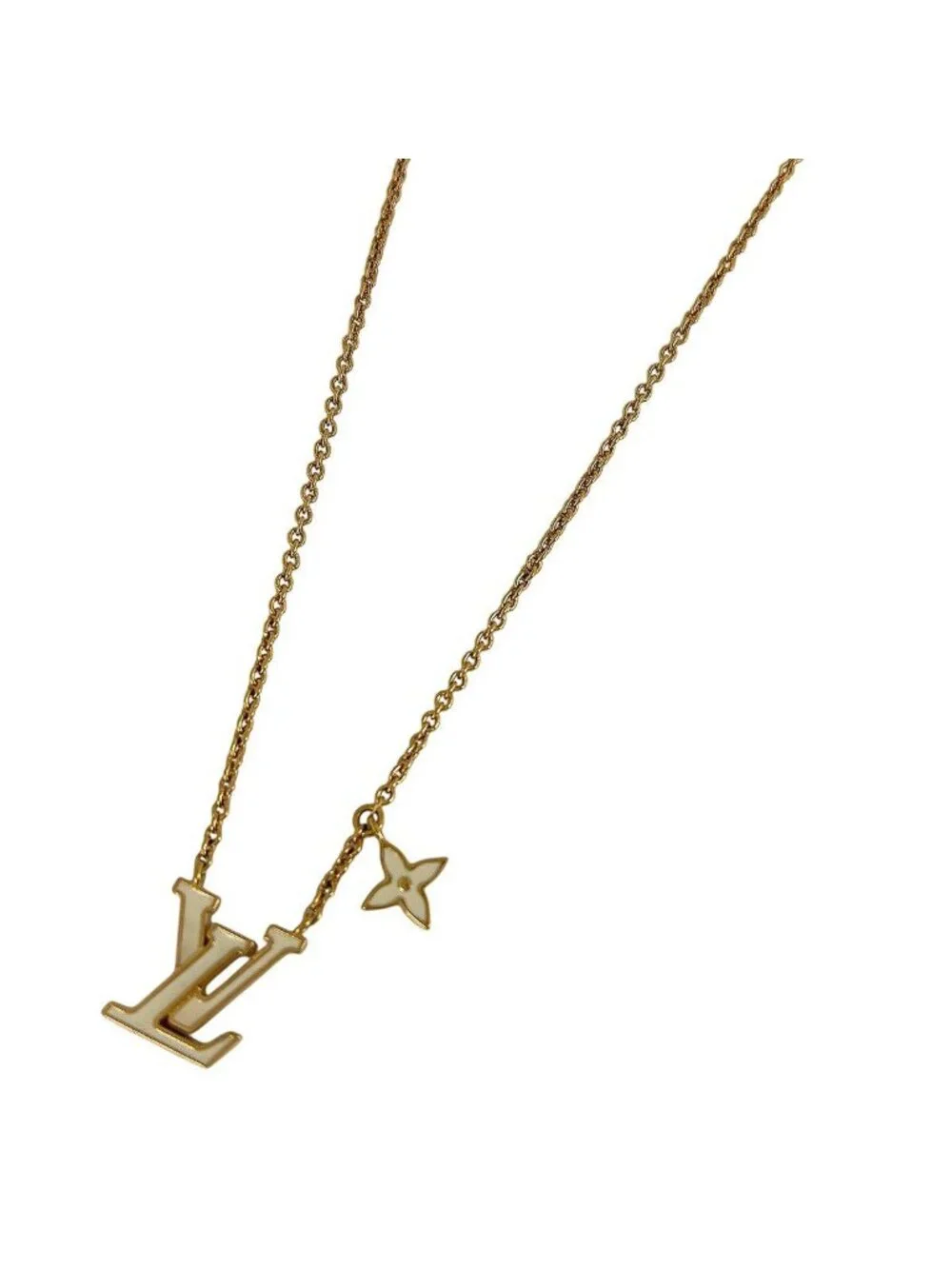 Louis Vuitton Necklace LV Iconic Enamel Logo Gold Plated White